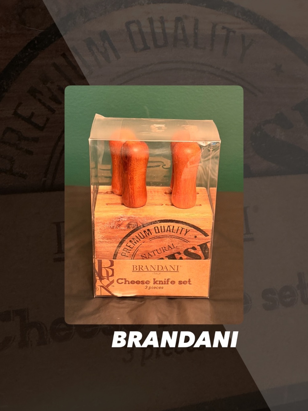 NIB Brandani 3 Piece Cheese Knife Set